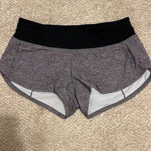 Grey lululemon Speed up Low Rised Shorts 2 inch inseem
